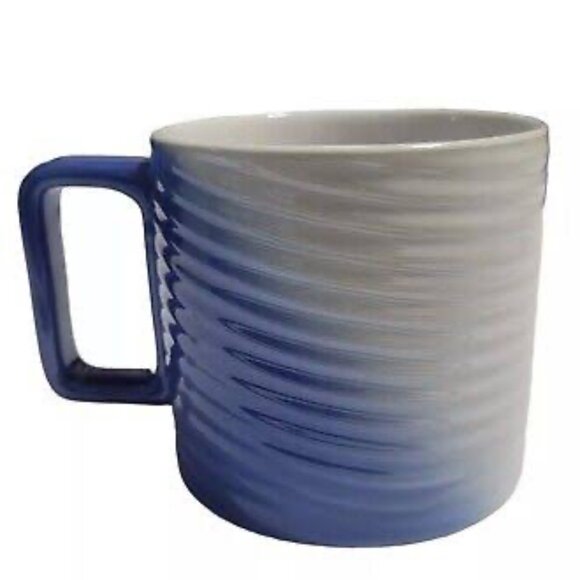 STARBUCKS 2022 Blue White Textured Twist Diagonal Ombre‎ Ceramic Mug NWT - Picture 2 of 9